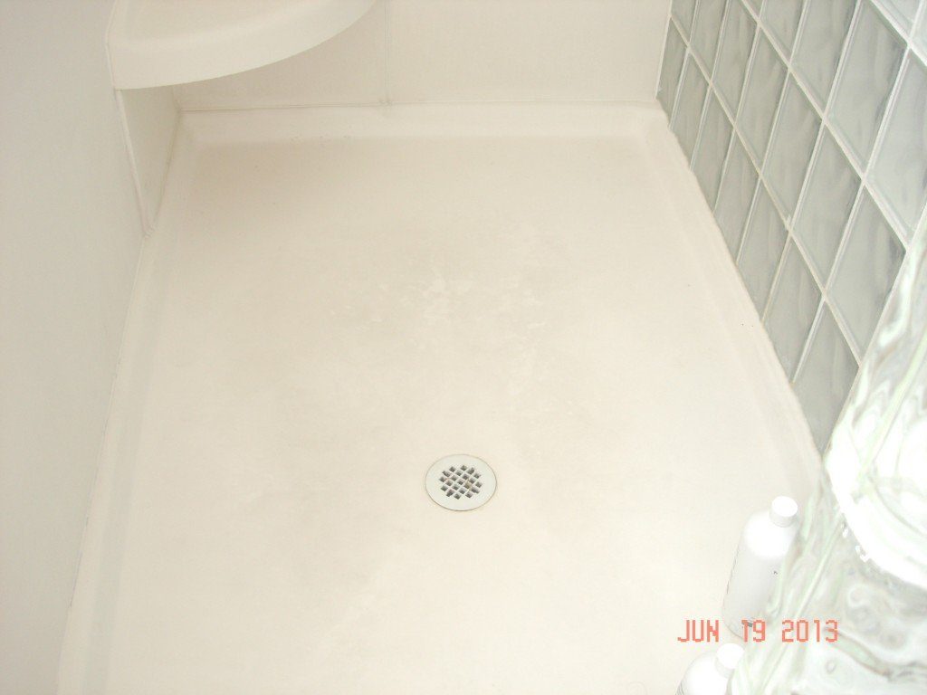 Soap Scum on Shower Floor Before