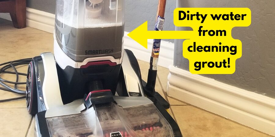 dirty water in carpet cleaner from cleaning grout