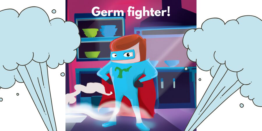 steam superhero fighting germs