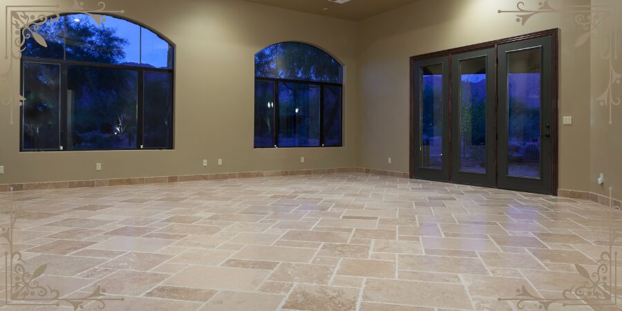 empty room with beige tile floors